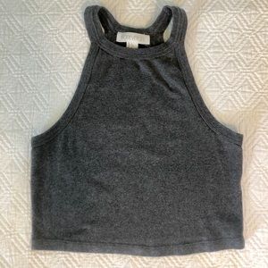 Cropped gray halter top